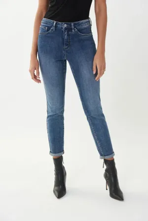 Cropped Denim Premium 5 Pocket Jean w/ Rolled Hem