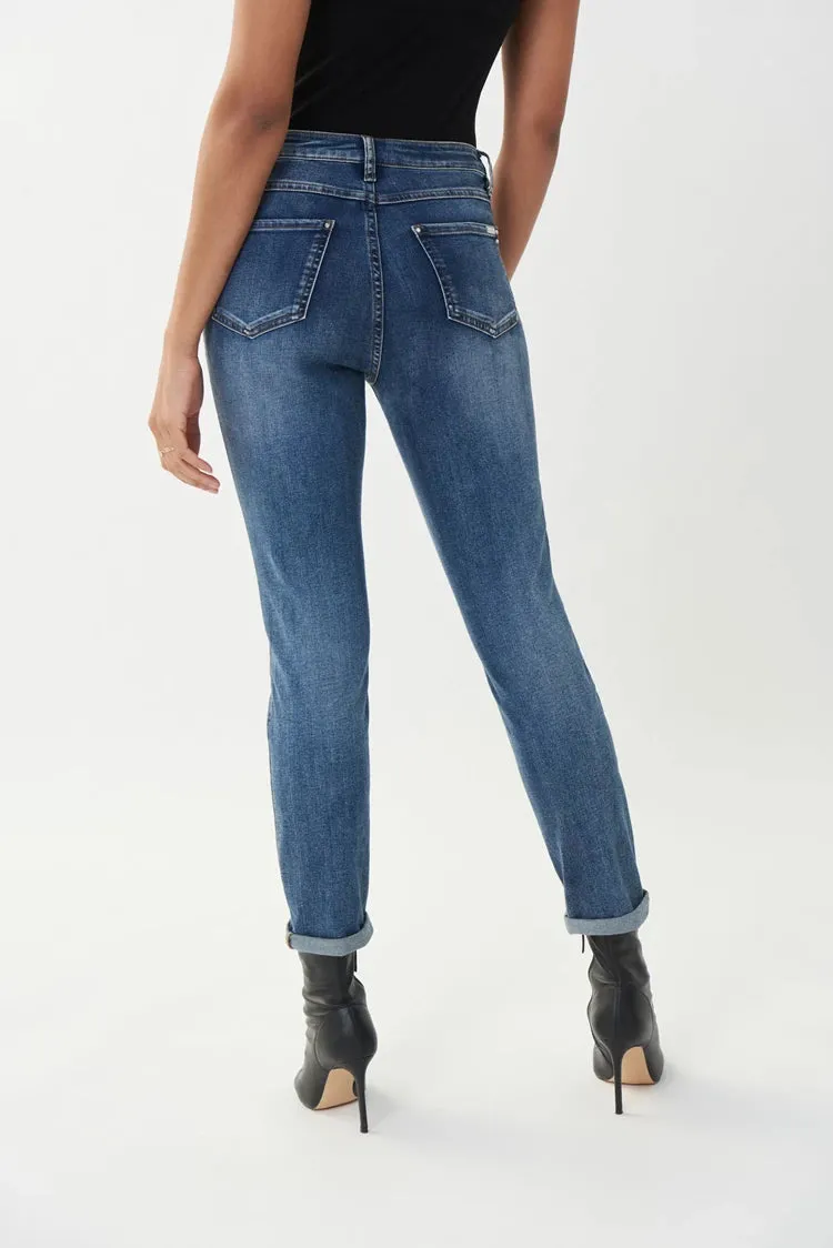 Cropped Denim Premium 5 Pocket Jean w/ Rolled Hem