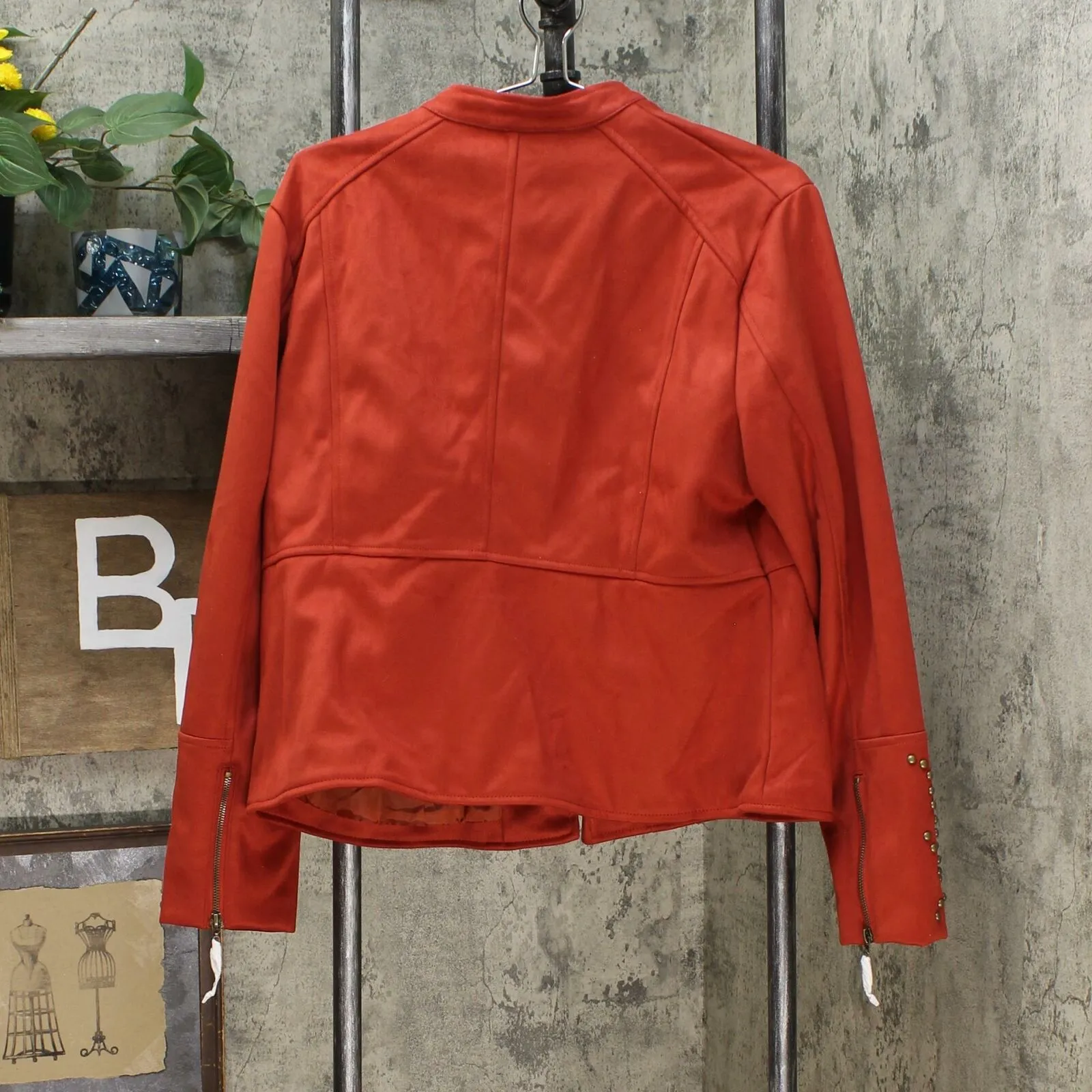 Curations Women's Studded Faux Suede Jacket