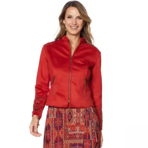 Curations Women's Studded Faux Suede Jacket