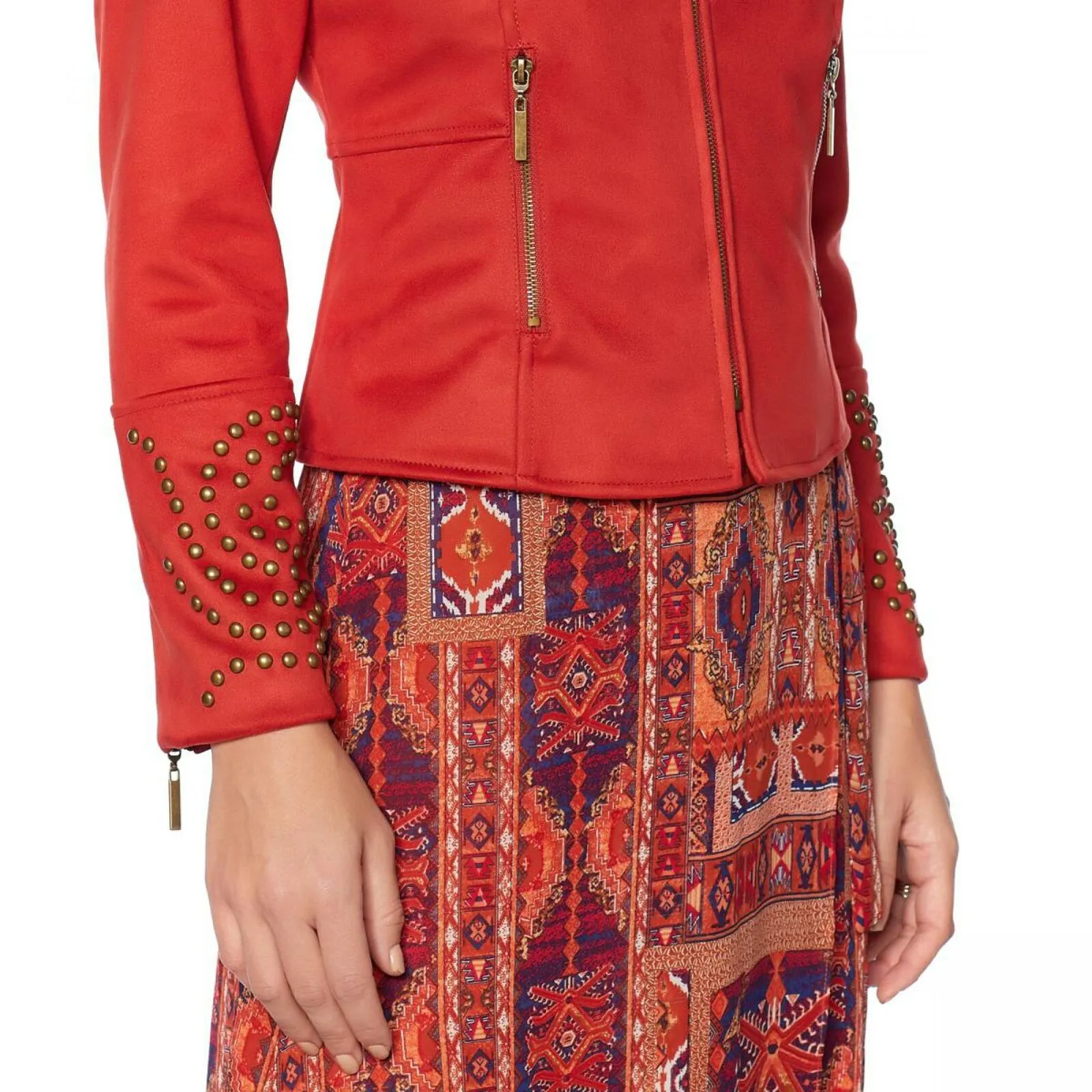 Curations Women's Studded Faux Suede Jacket