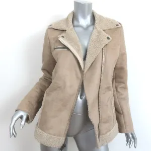 Current/Elliott The Sherpa Moto Jacket Bone Faux Suede Size 1