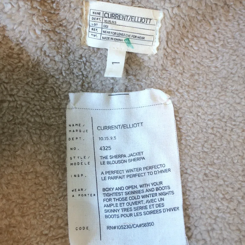 Current/Elliott The Sherpa Moto Jacket Bone Faux Suede Size 1