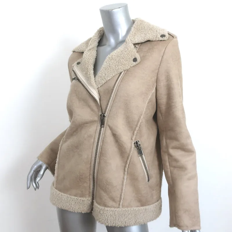 Current/Elliott The Sherpa Moto Jacket Bone Faux Suede Size 1