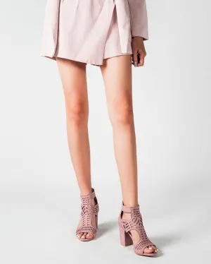 Cut Out Peed Toe Heeled Buckle Sandals - Pink