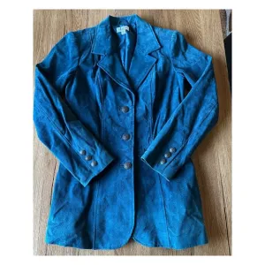 D &amp; Co Vintage Blue Suede Jacket Size XX Small