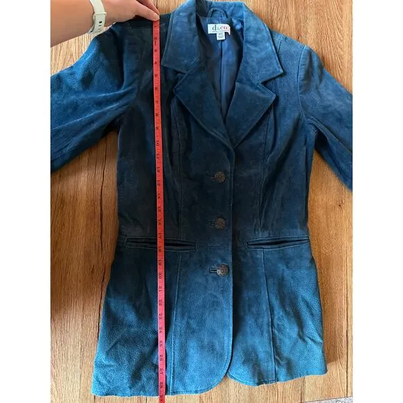 D &amp; Co Vintage Blue Suede Jacket Size XX Small