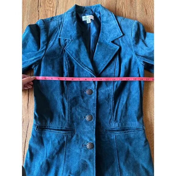 D &amp; Co Vintage Blue Suede Jacket Size XX Small