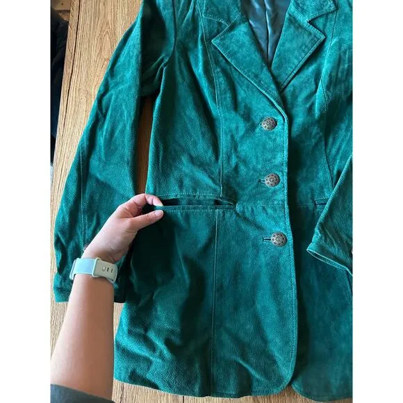 D &amp; Co Vintage Green Suede Jacket Size X Small