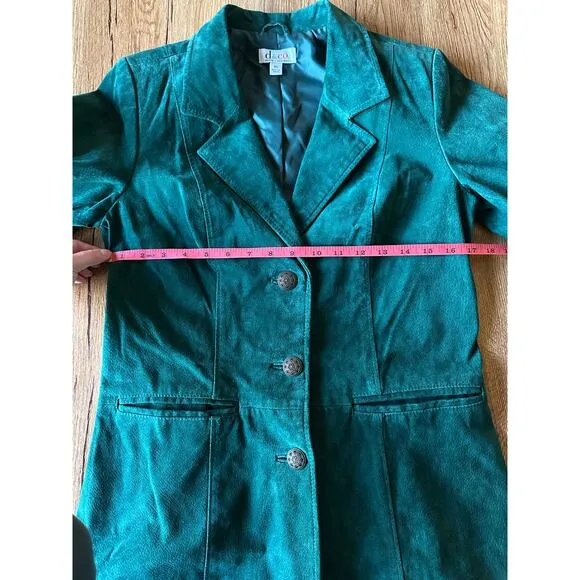 D &amp; Co Vintage Green Suede Jacket Size X Small