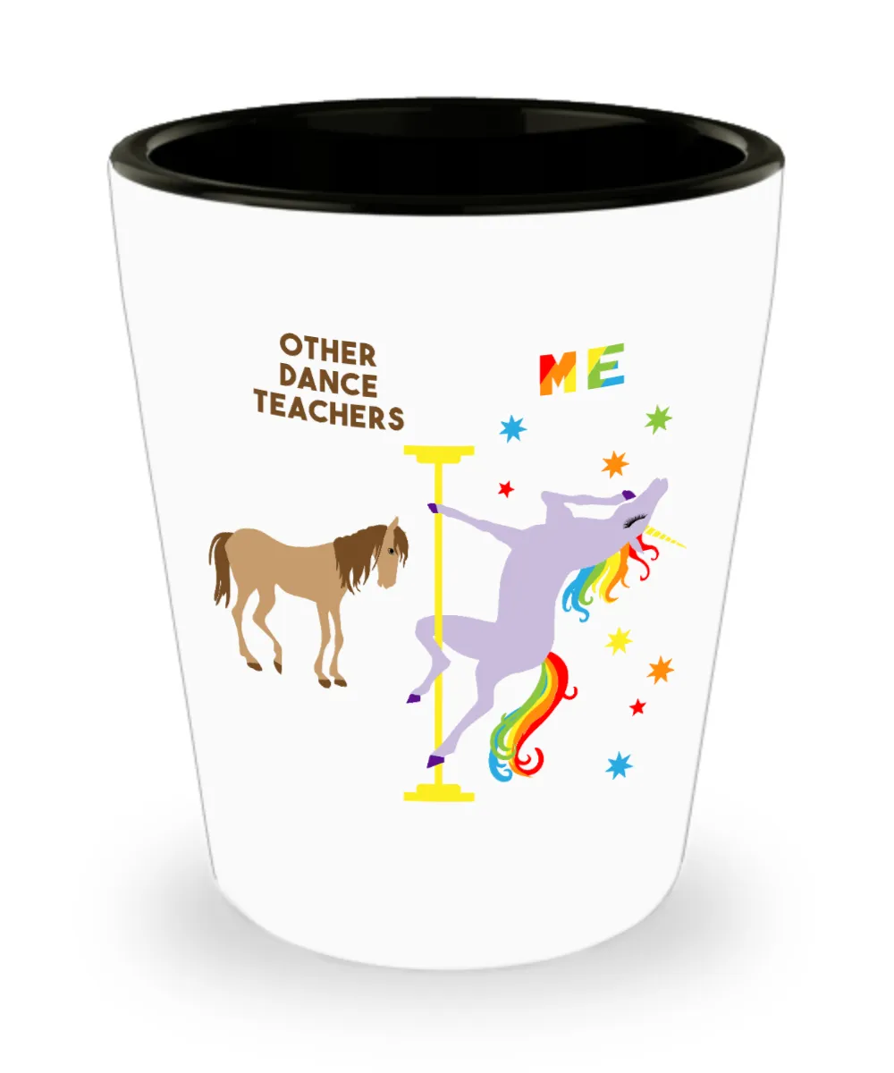 Dance Teacher Gifts Ballet Teacher Rainbow Unicorn Shot Glass