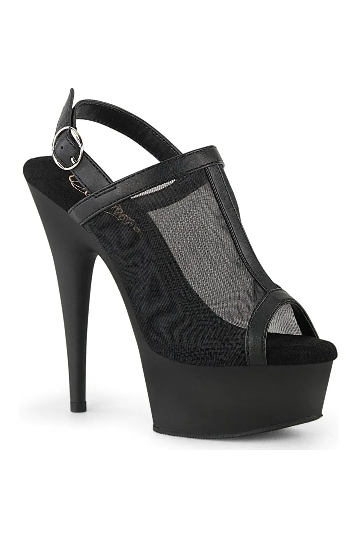 DELIGHT-636 Black Faux Leather Sandal