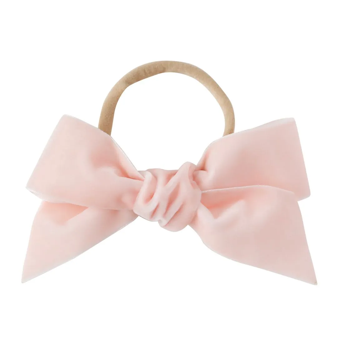 deluxe bow headband -  ballet pink velvet