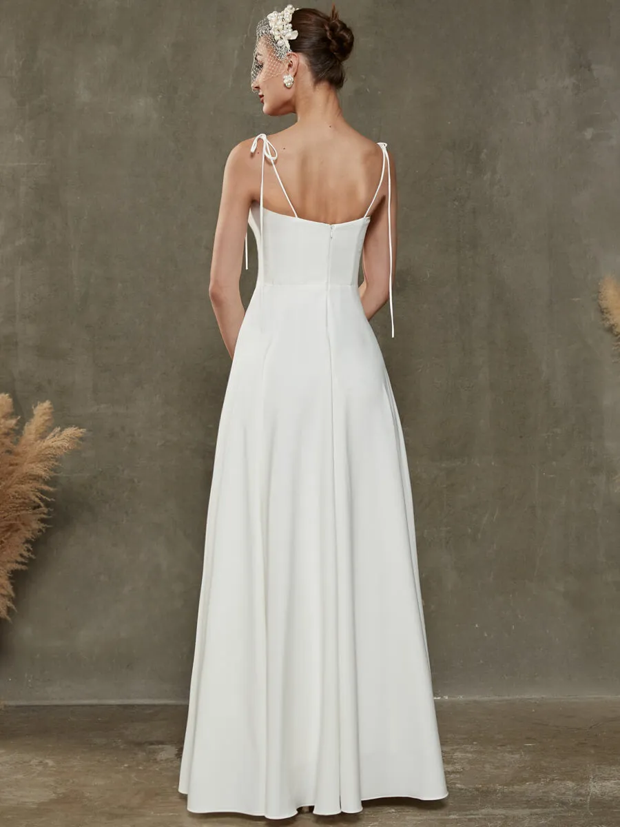 Diamond White Sheer Sweetheart Neckline Floor Length Wedding Dress