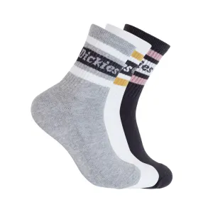 DICKIES WOMENS STANDARD SOCKS 3 PACK - GREY MARLE/WASHED BLACK/WHITE