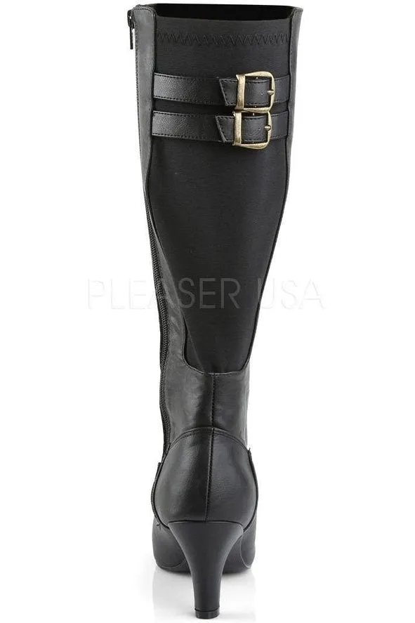 DIVINE-2018 Knee Boot | Black Faux Leather