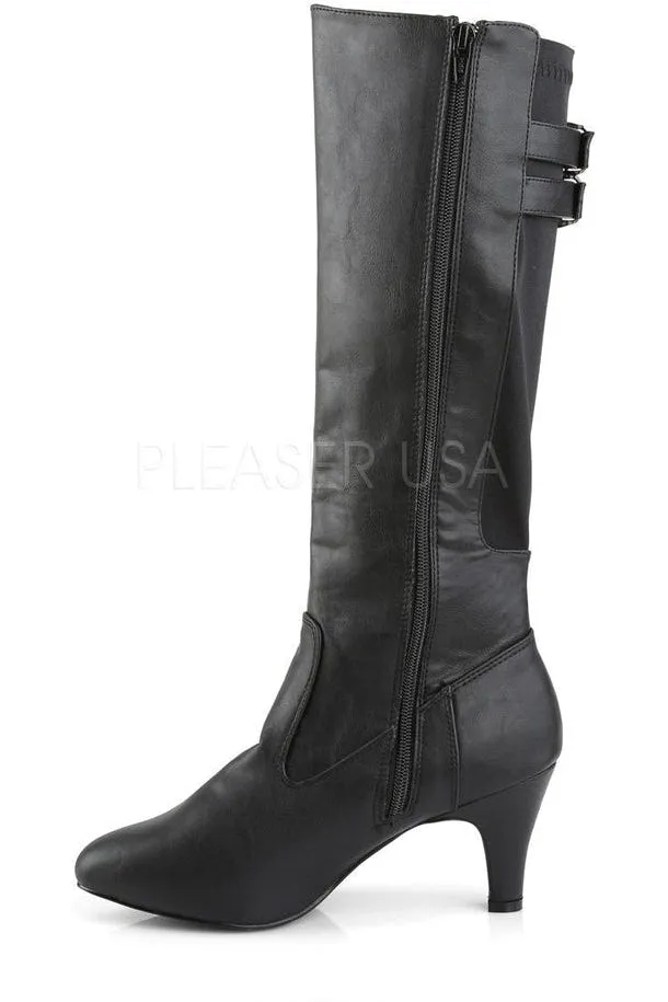 DIVINE-2018 Knee Boot | Black Faux Leather
