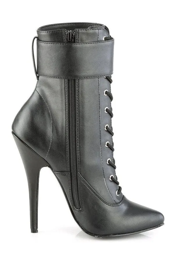DOMINA-1023 Ankle Boot | Black Faux Leather