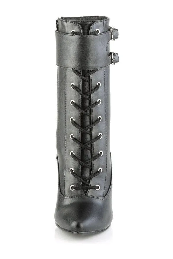 DOMINA-1023 Ankle Boot | Black Faux Leather