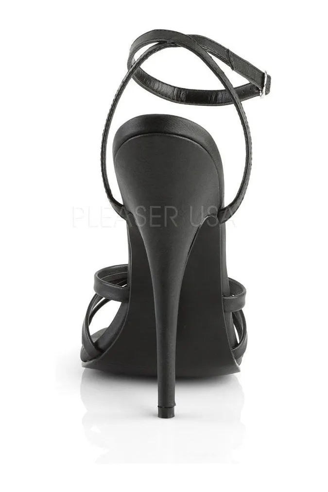DOMINA-108 Sandal  | Black Faux Leather