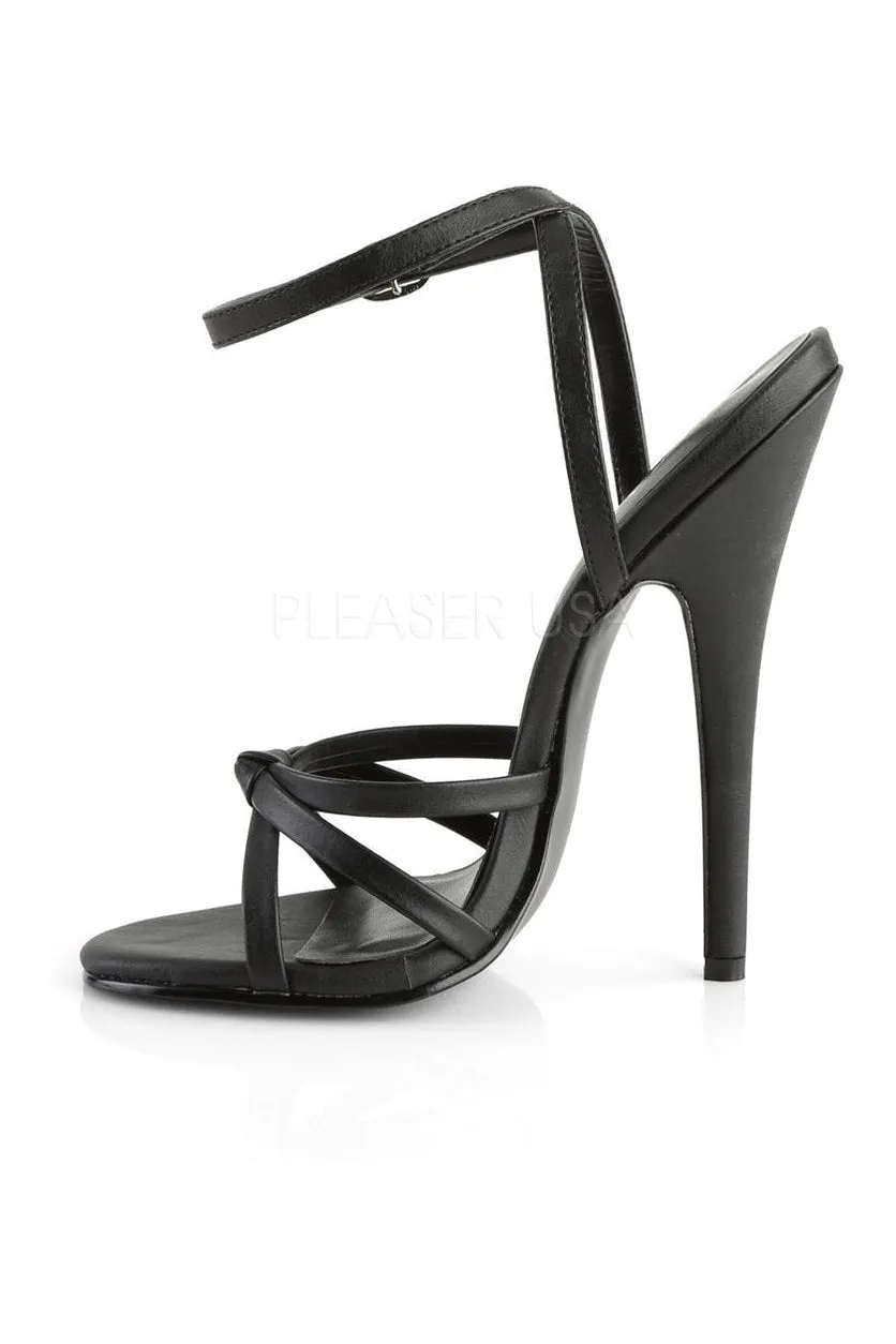 DOMINA-108 Sandal  | Black Faux Leather