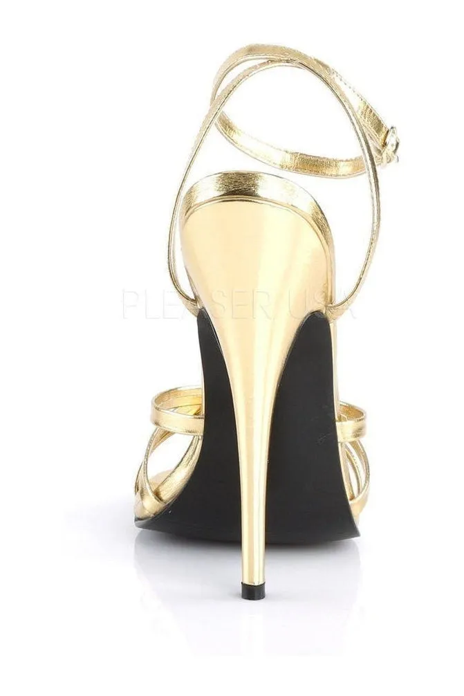 DOMINA-108 Sandal  | Gold Faux Leather
