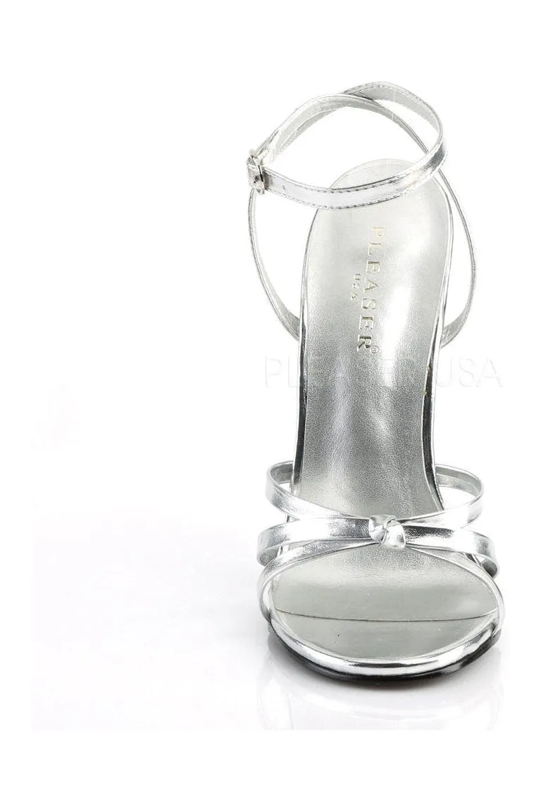 DOMINA-108 Sandal  | Silver Faux Leather