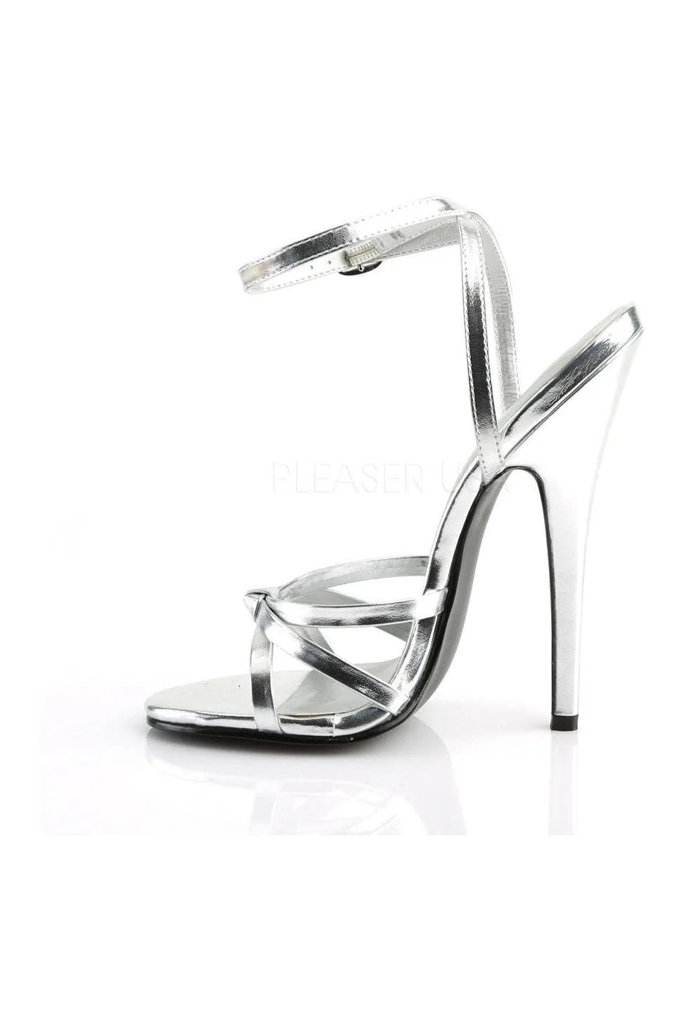 DOMINA-108 Sandal  | Silver Faux Leather