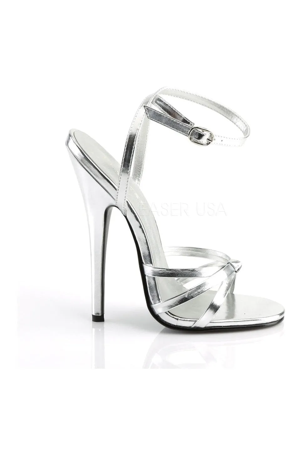 DOMINA-108 Sandal  | Silver Faux Leather