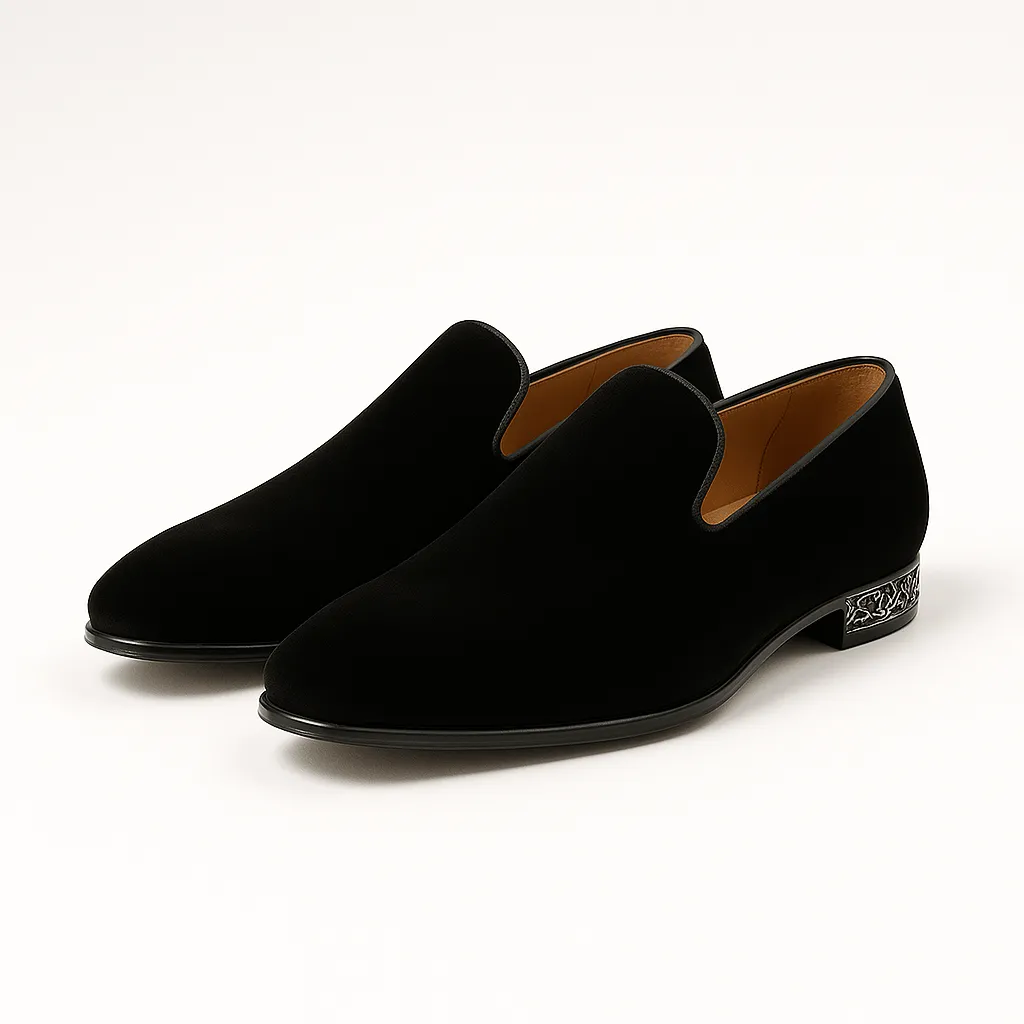 Domoir | Suede Rhinestone Slip-On Loafers