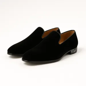 Domoir | Suede Rhinestone Slip-On Loafers