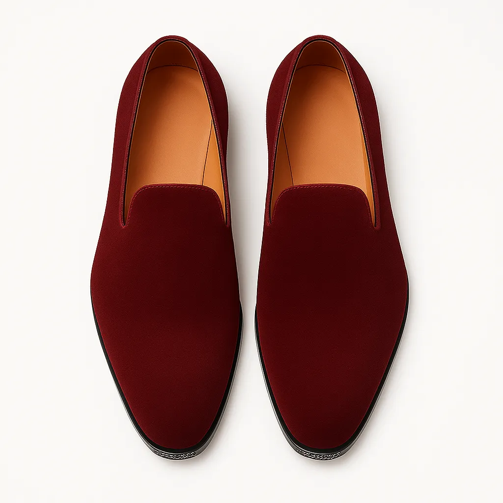 Domoir | Suede Rhinestone Slip-On Loafers