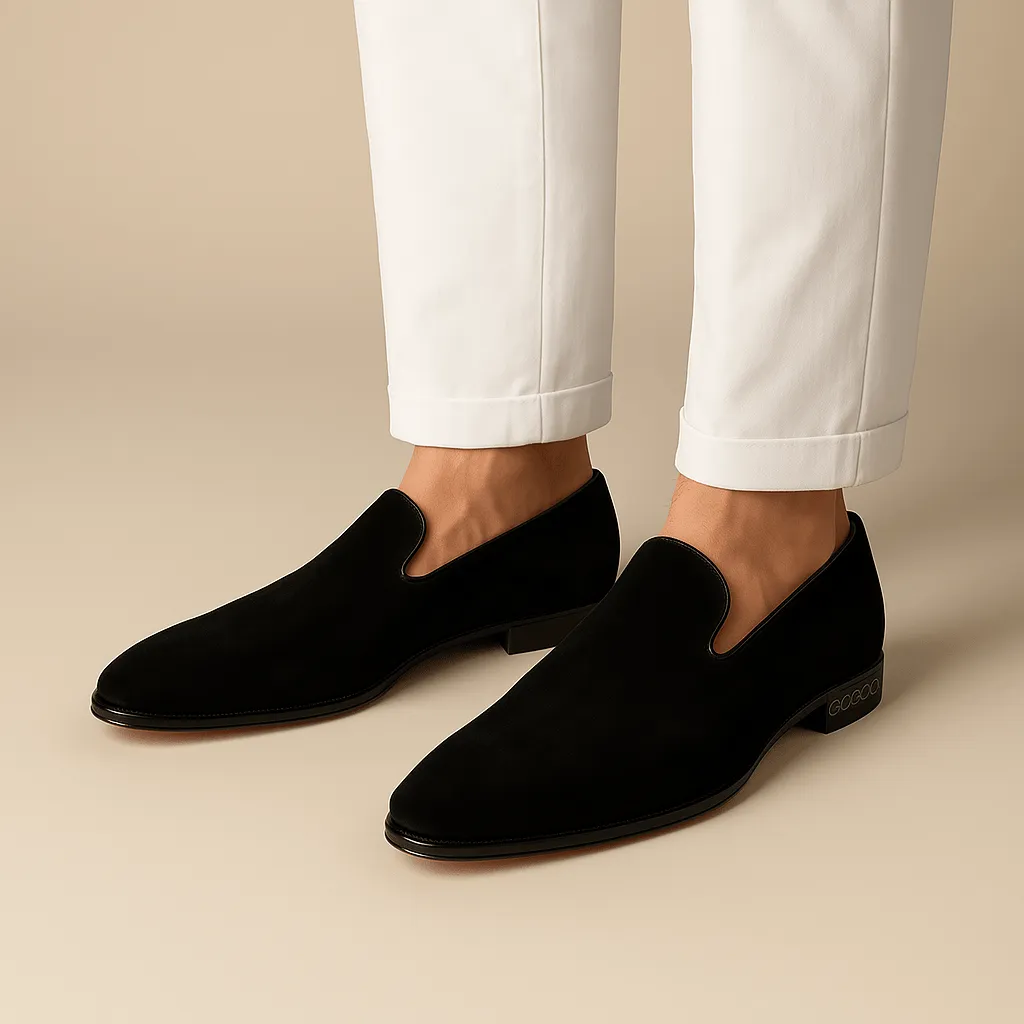 Domoir | Suede Rhinestone Slip-On Loafers