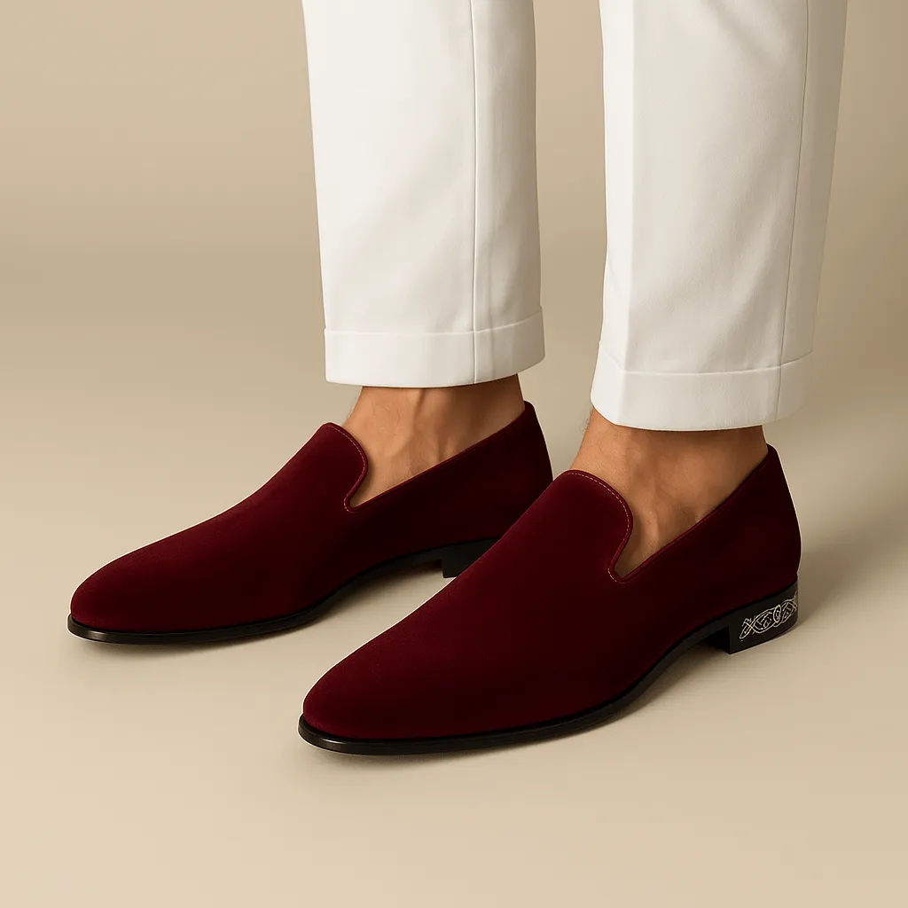 Domoir | Suede Rhinestone Slip-On Loafers