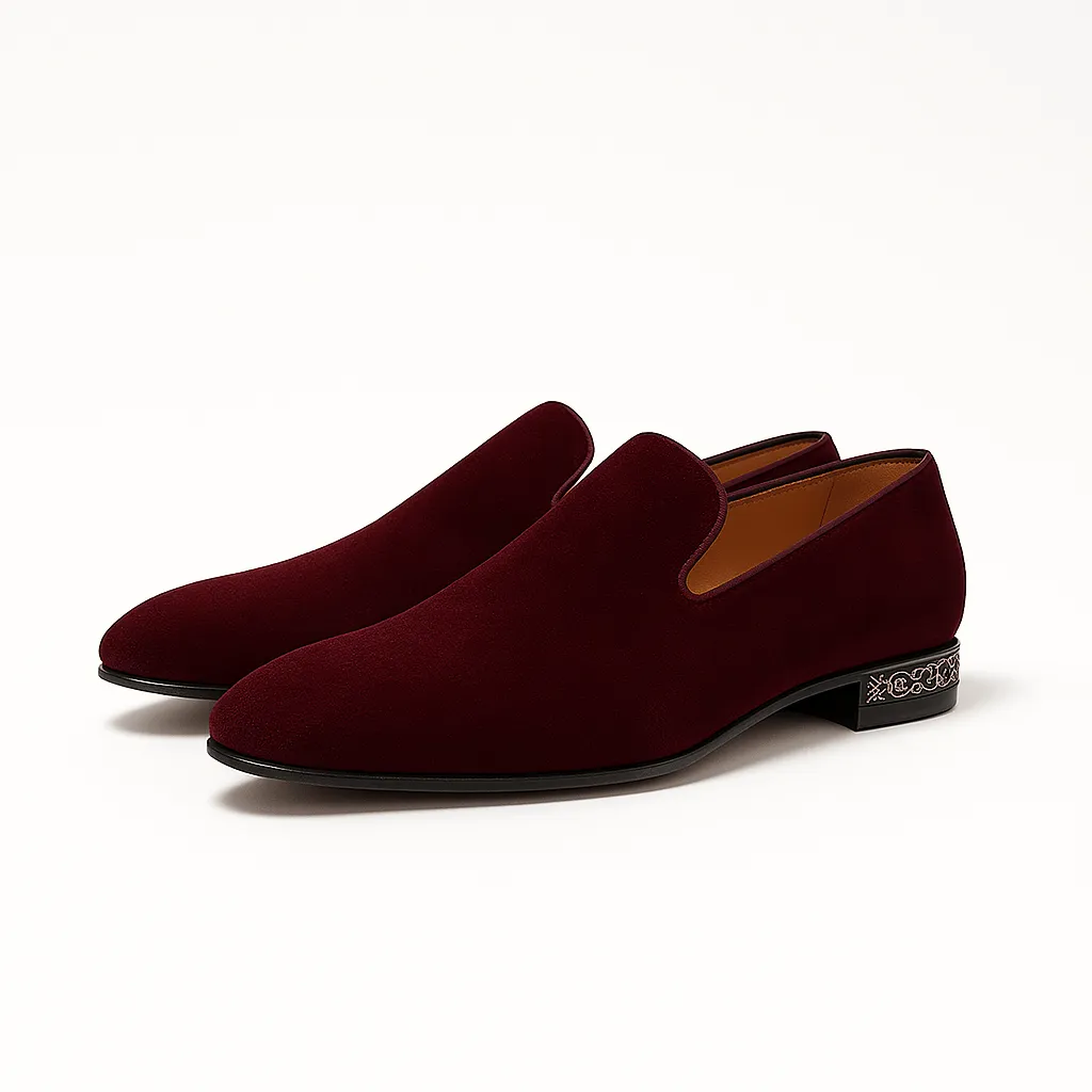 Domoir | Suede Rhinestone Slip-On Loafers