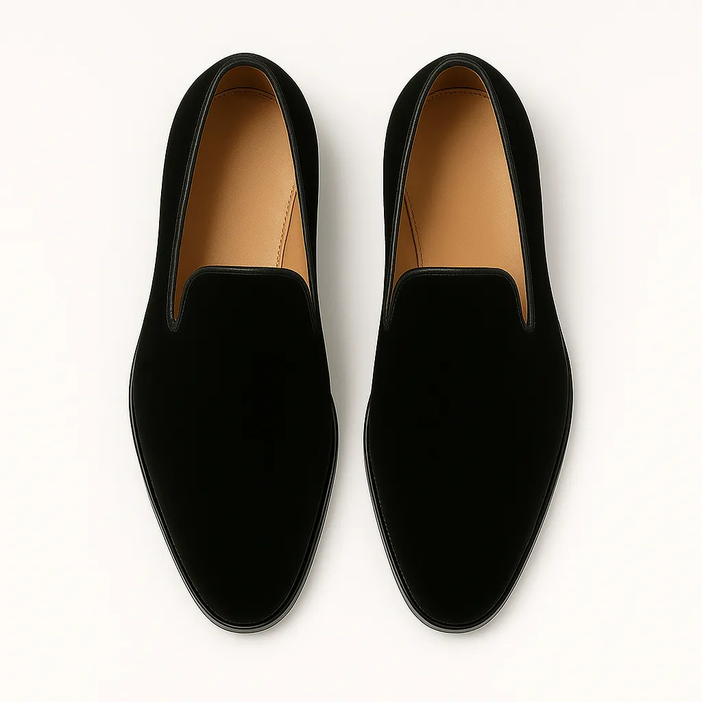 Domoir | Suede Rhinestone Slip-On Loafers