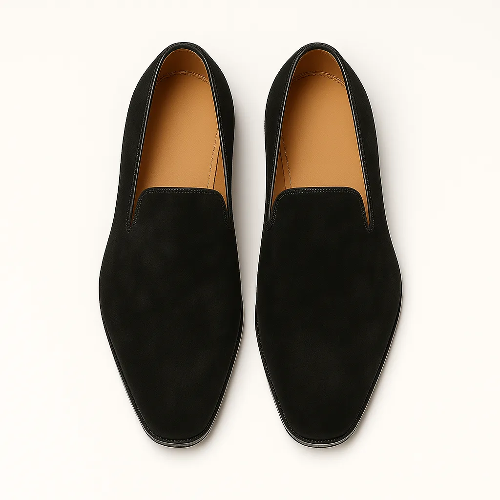 Domoir | Suede Rhinestone Slip-On Loafers