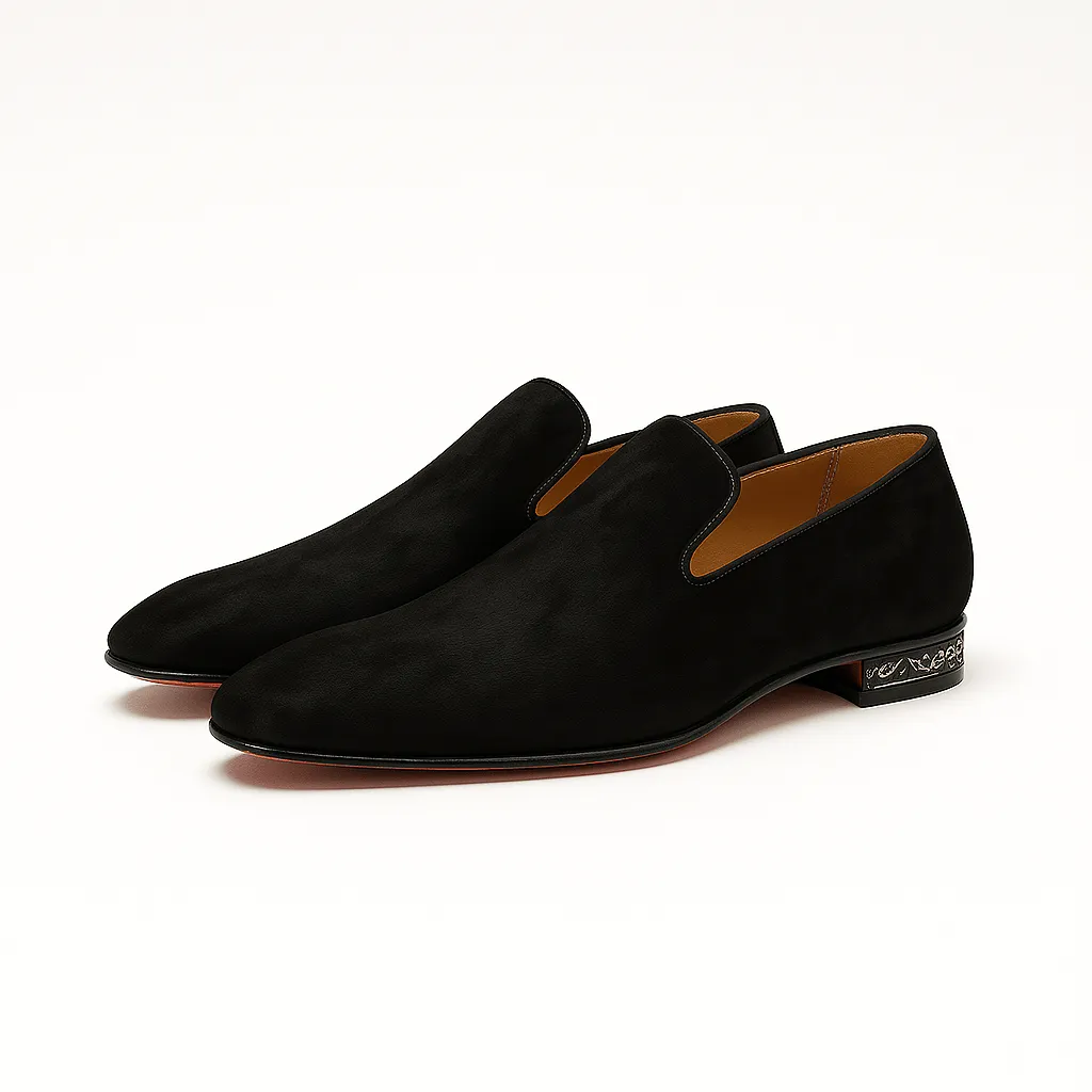 Domoir | Suede Rhinestone Slip-On Loafers