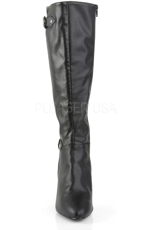 DREAM-2030 Knee Boot | Black Faux Leather