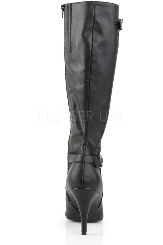 DREAM-2030 Knee Boot | Black Faux Leather