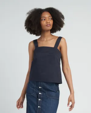 eco poplin strappy top - dark navy