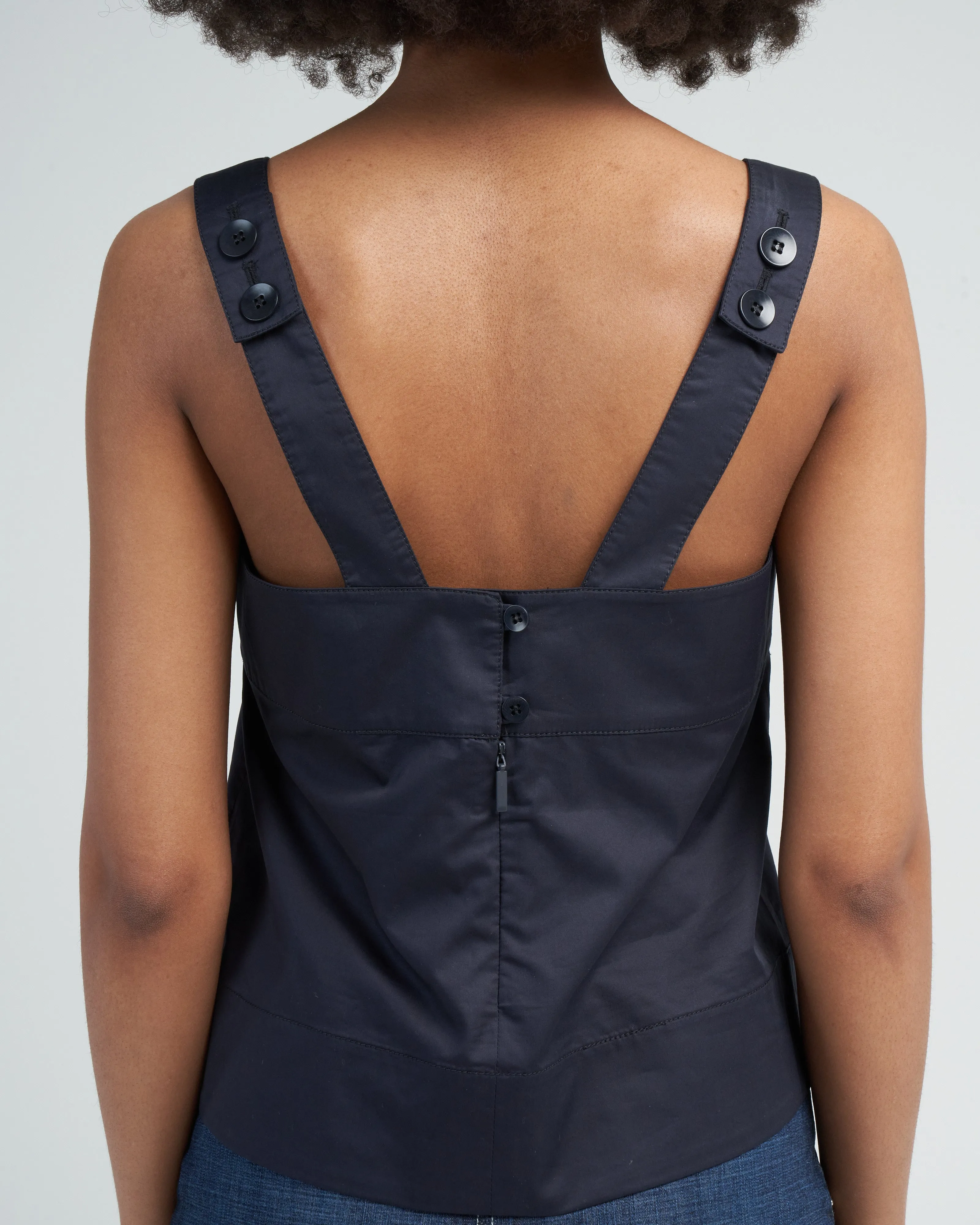 eco poplin strappy top - dark navy
