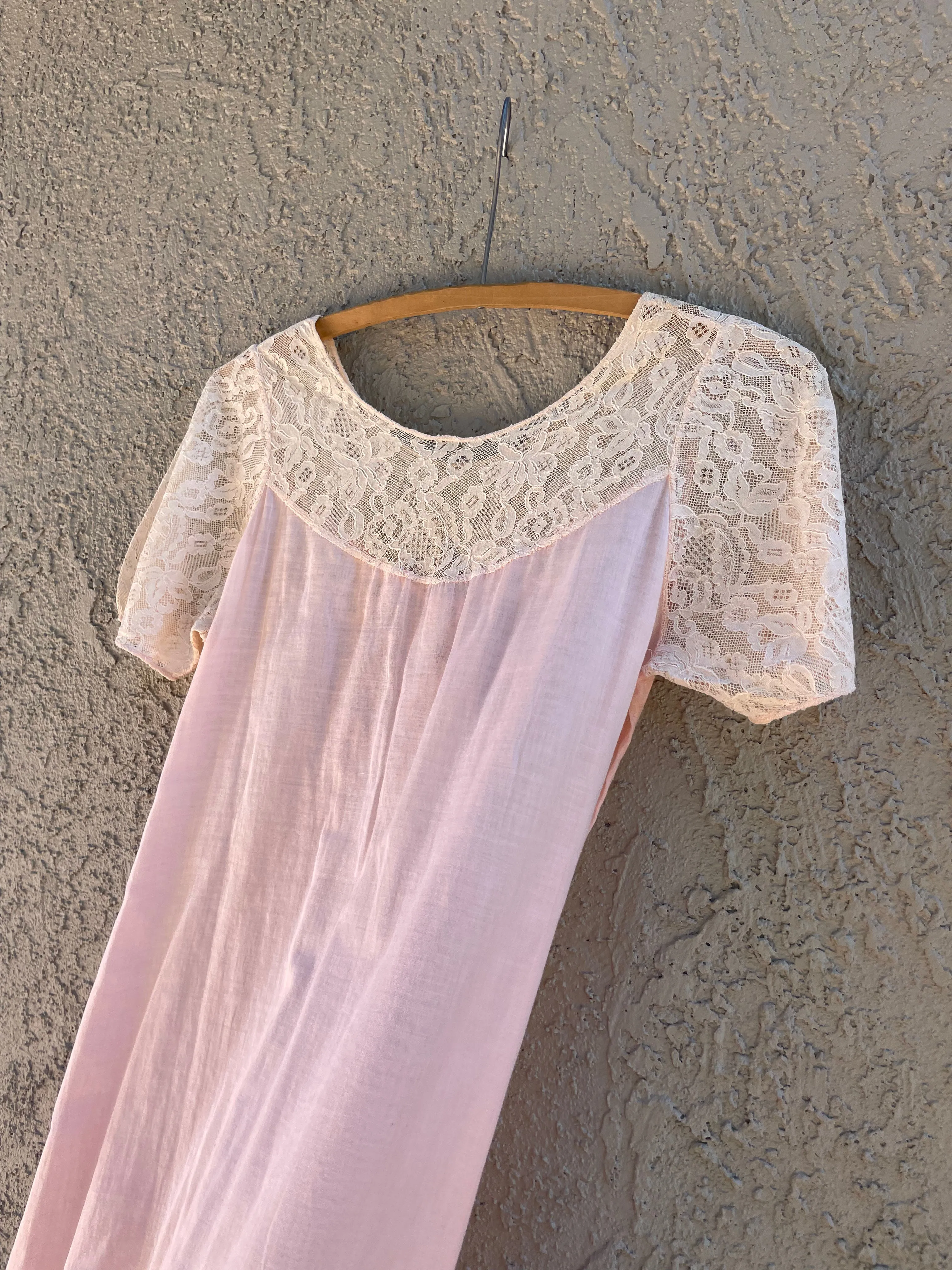 Edwardian Ballet Pink Inset Lace Chemise Dress