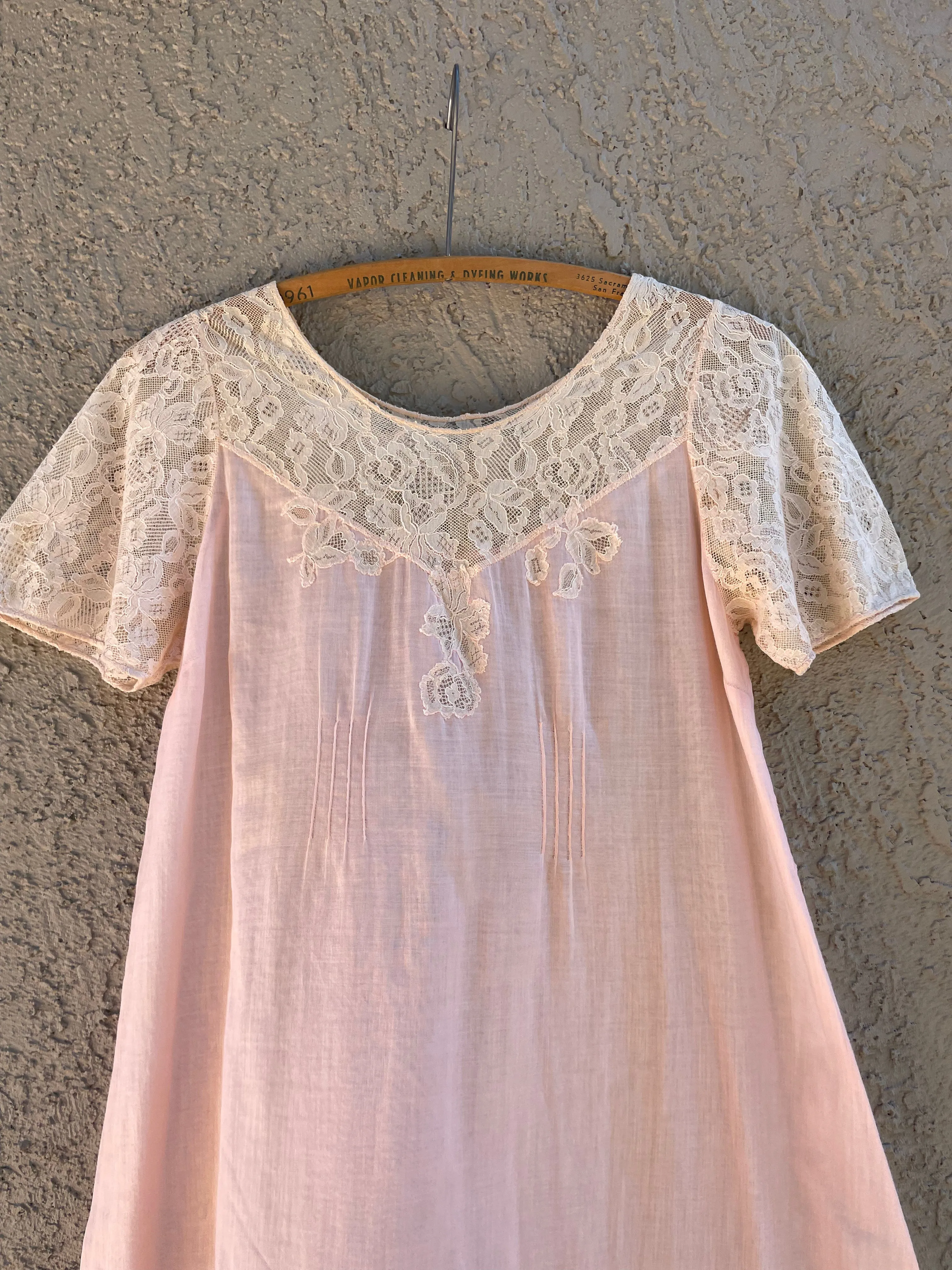 Edwardian Ballet Pink Inset Lace Chemise Dress