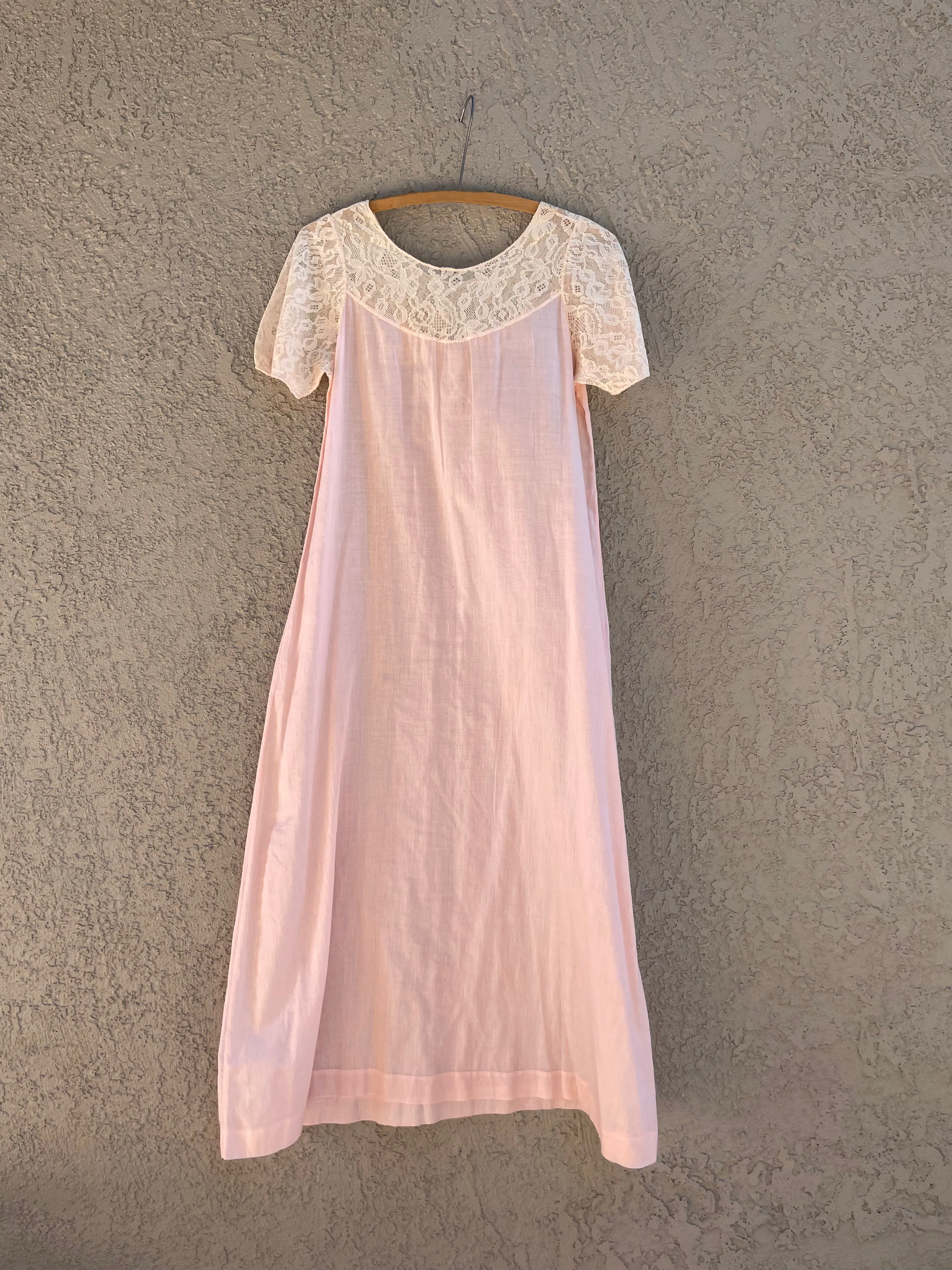 Edwardian Ballet Pink Inset Lace Chemise Dress