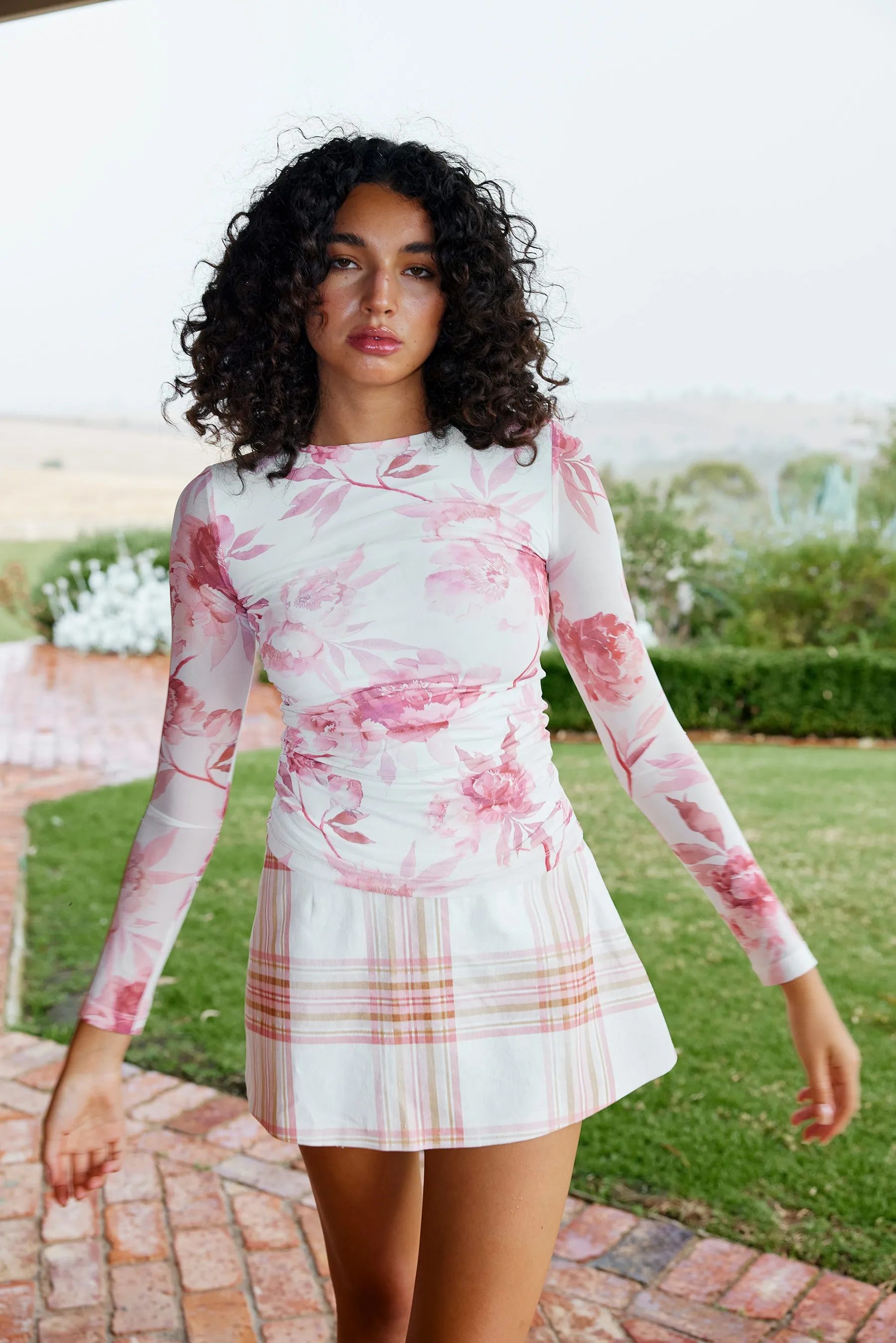 Elizi Mesh Top - Peony/Antique