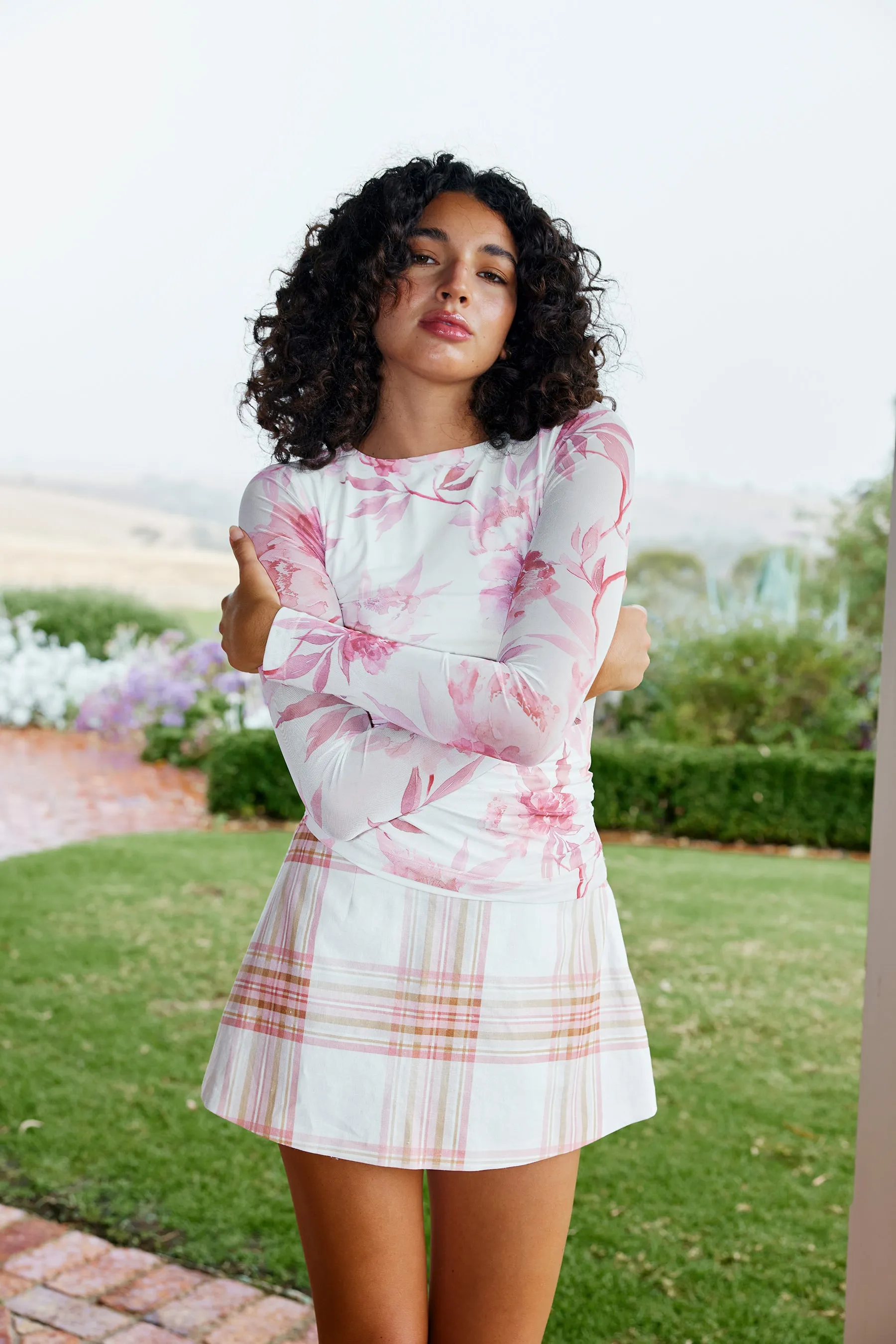 Elizi Mesh Top - Peony/Antique