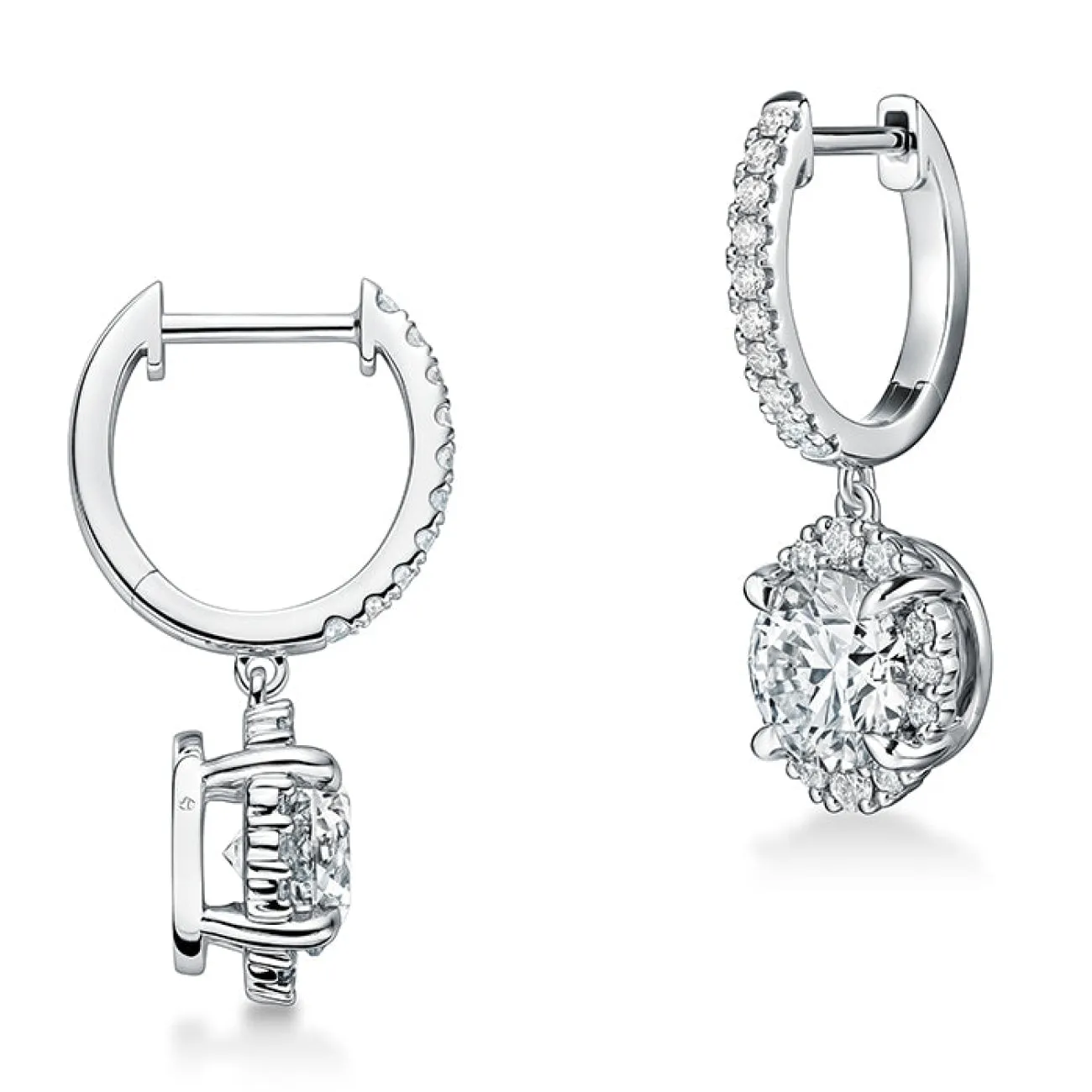 Ellipse 18K White Gold 1.65 ct Diamond Leverback Earrings