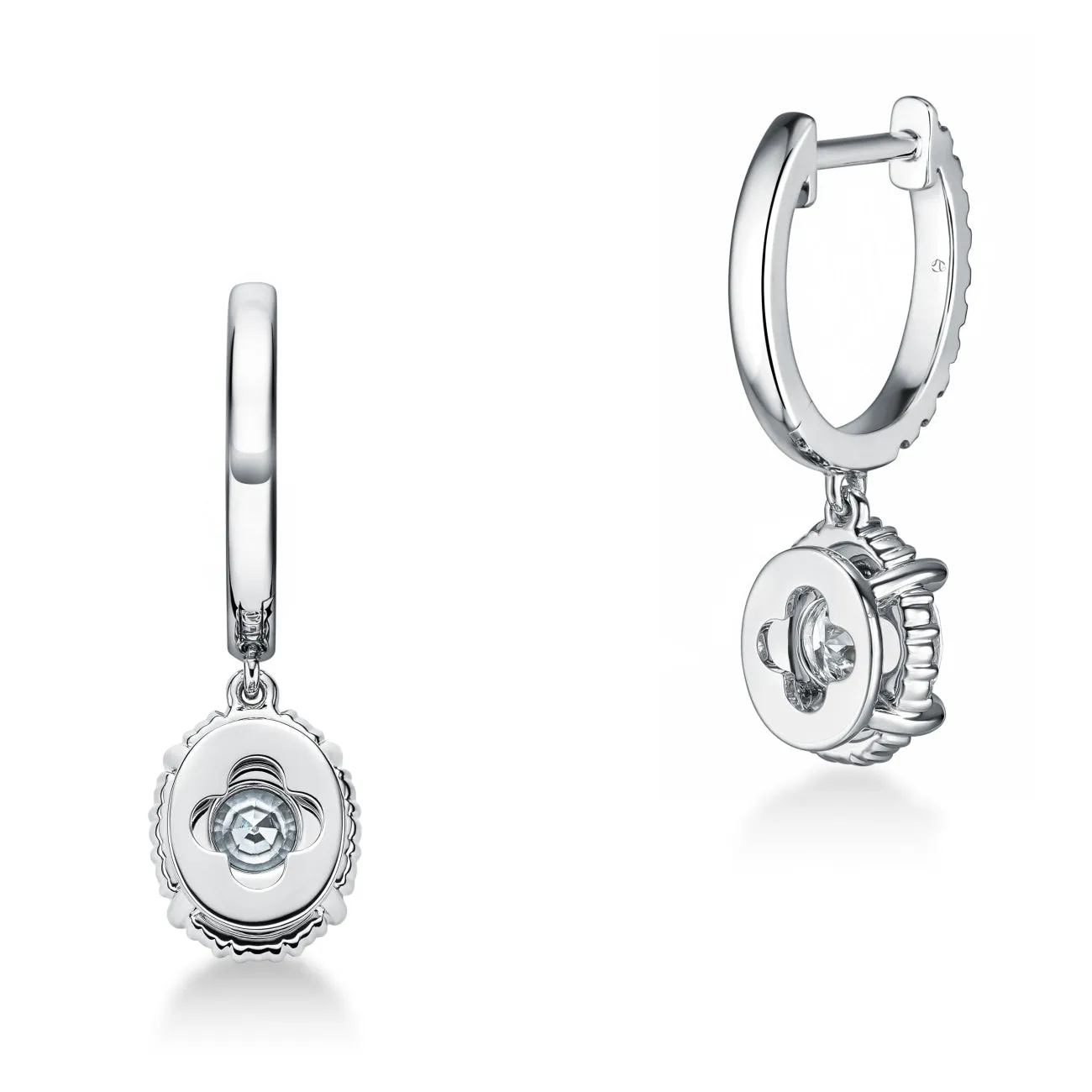 Ellipse 18K White Gold 1.65 ct Diamond Leverback Earrings
