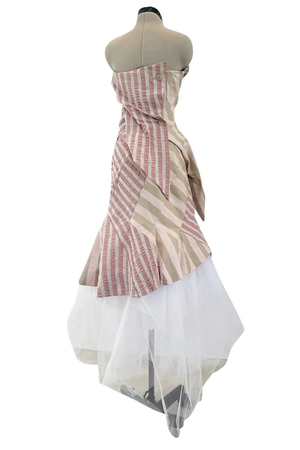 Fall 2005 Vivienne Westwood 'Propaganda' Runway Stripe & Tulle Corset & Skirt Dress Set